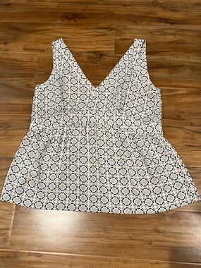 LOFT White Tank Top with Geometric Print